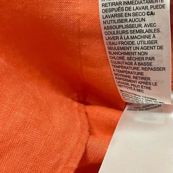 Chico’s No Iron Women’s Size L button down orange Linen - Picture 9 of 10